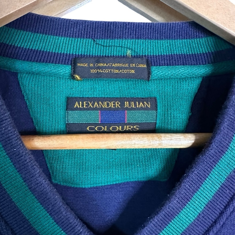 🔴5 for $40 SALE!
Alexander Julian COLOURS BlueGreen V Neck Pull Over sz L - Picture 2 of 7